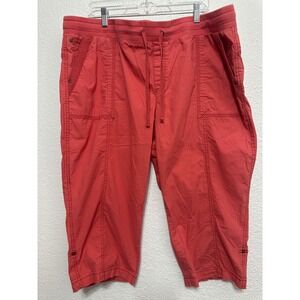 Natural Reflections Womens 20W Coral Pink Utility Capri Pants Drawstring Cargo
